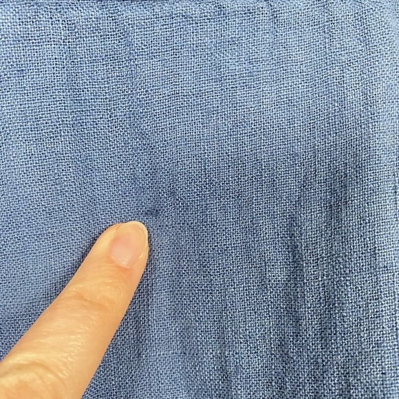 I.M.A Shirt Womens Small Blue Short Sleeve 100% Linen Button Front Top Oversized - Picture 4 of 9
